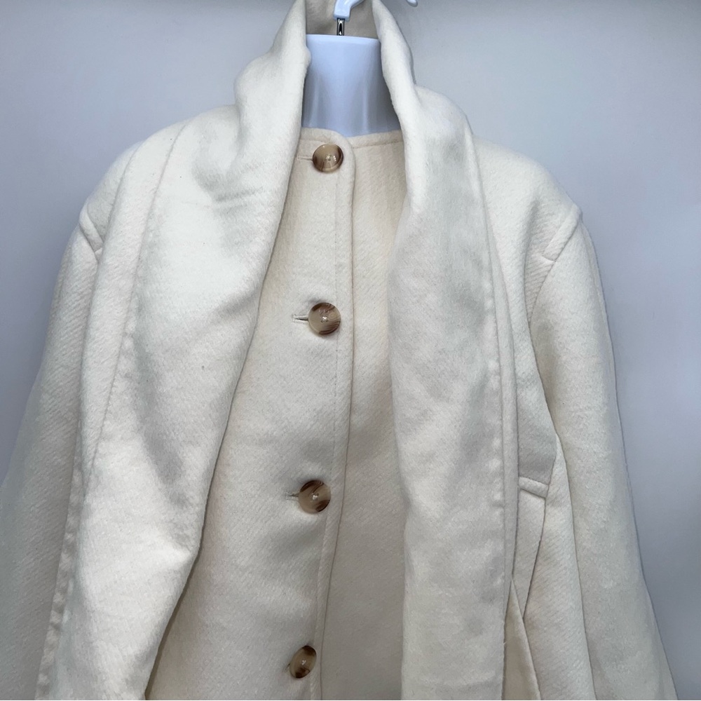Abercrombie & Fitch Short Wool Blend Jacket w/Detachable Scarf Collar- size L - Picture 7 of 16